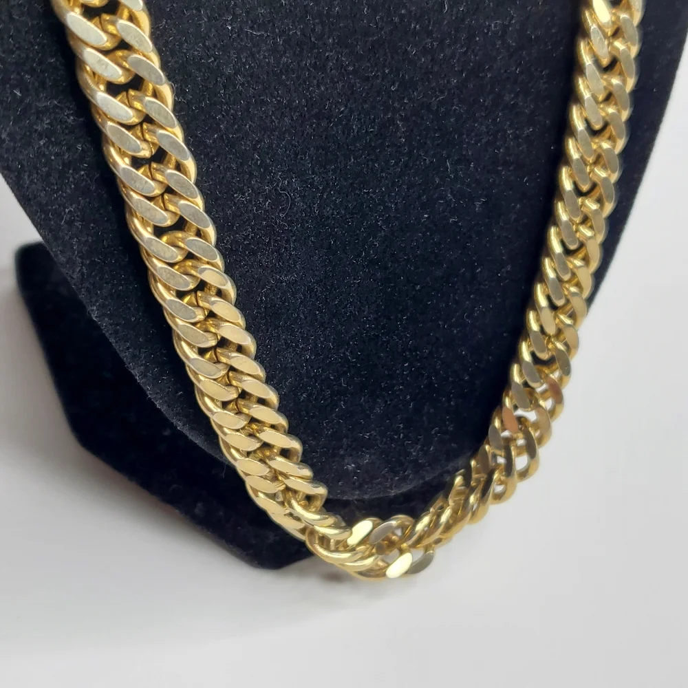 Vintage Gold tone Metal Chucky heavy chain necklace 24" Cuban Chain - Picture 8 of 8